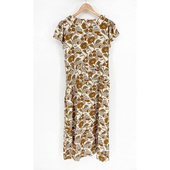 Faherty Ruffle Trim Tassel Tie V Neck Bonita Avignon Meadow Midi Dress small - Picture 3 of 6